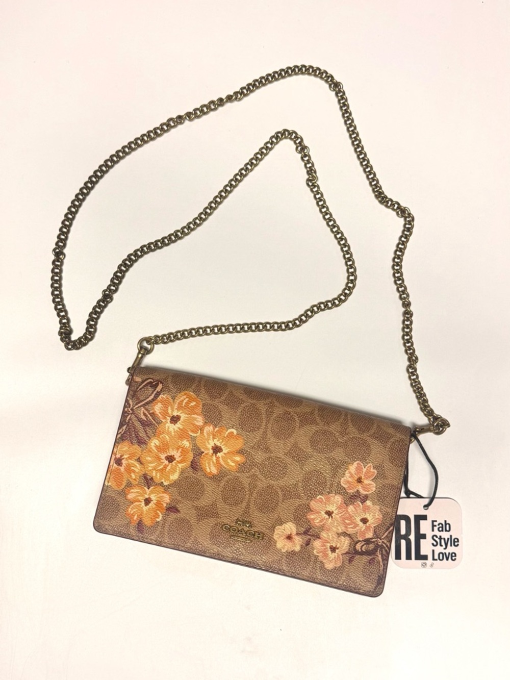 Coach Callie Foldover Chain Clutch In Signature Canvas With Prairie Floral